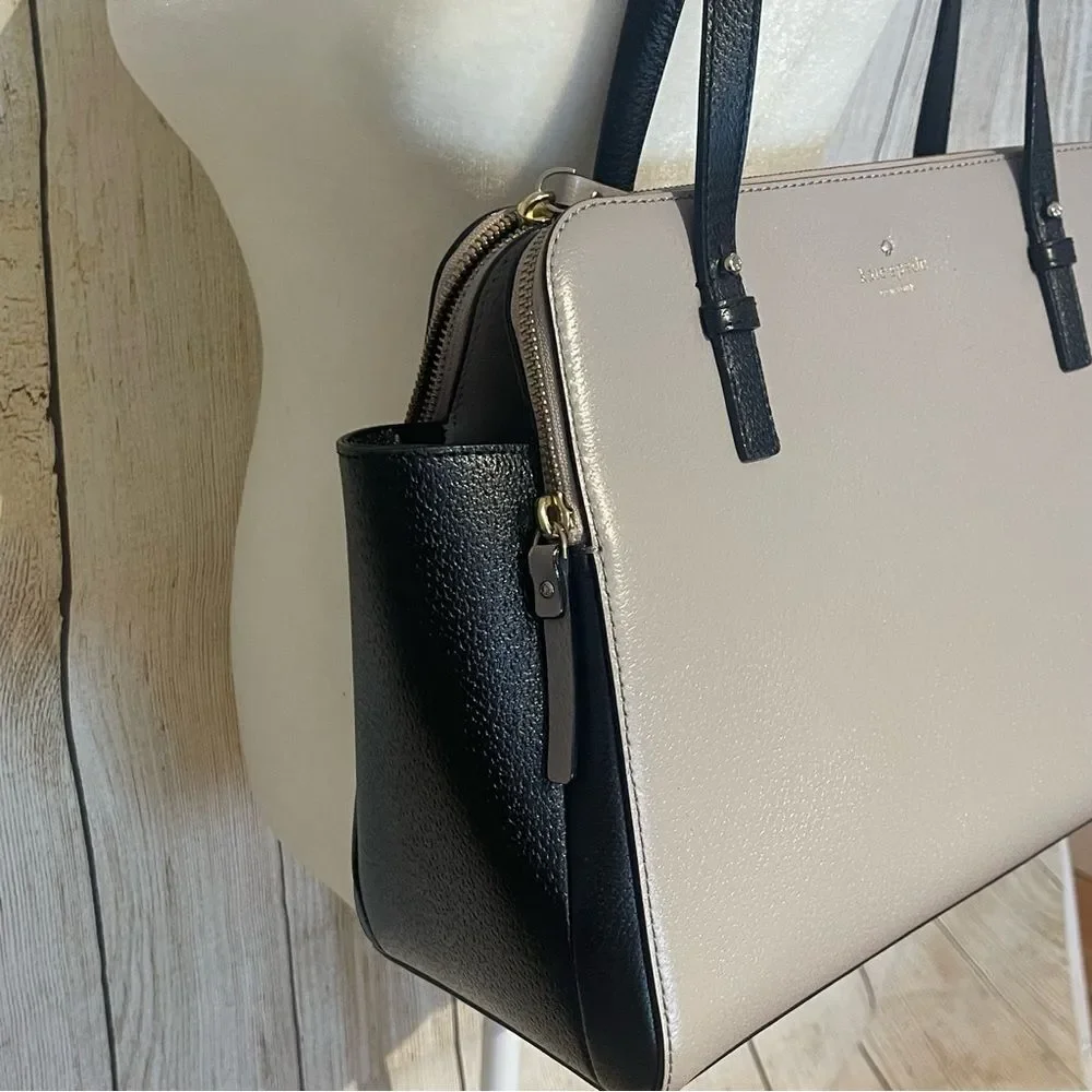 KATE SPADE Grand Street Colorblock Lydia hand bag tote bag tan black